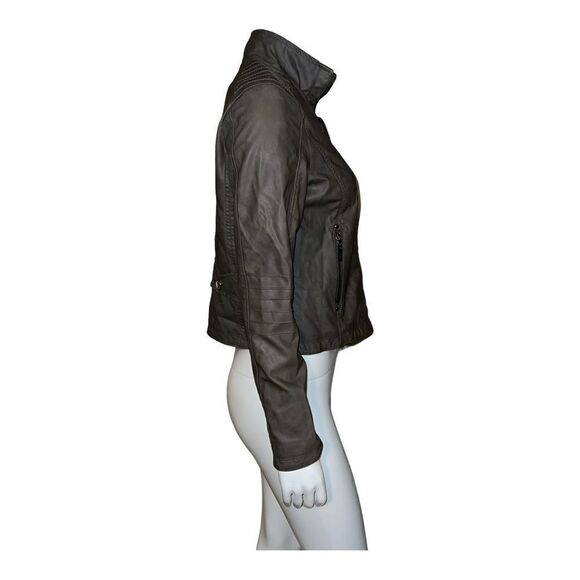 Jou Jou Juniors Faux-Leather Jacket Portobello Gray Medium New - Picture 5 of 9